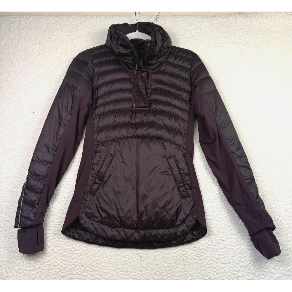 Lululemon Pullover Womens 4 Black Cherry Down‎ For A Run Pullover Goose Down
